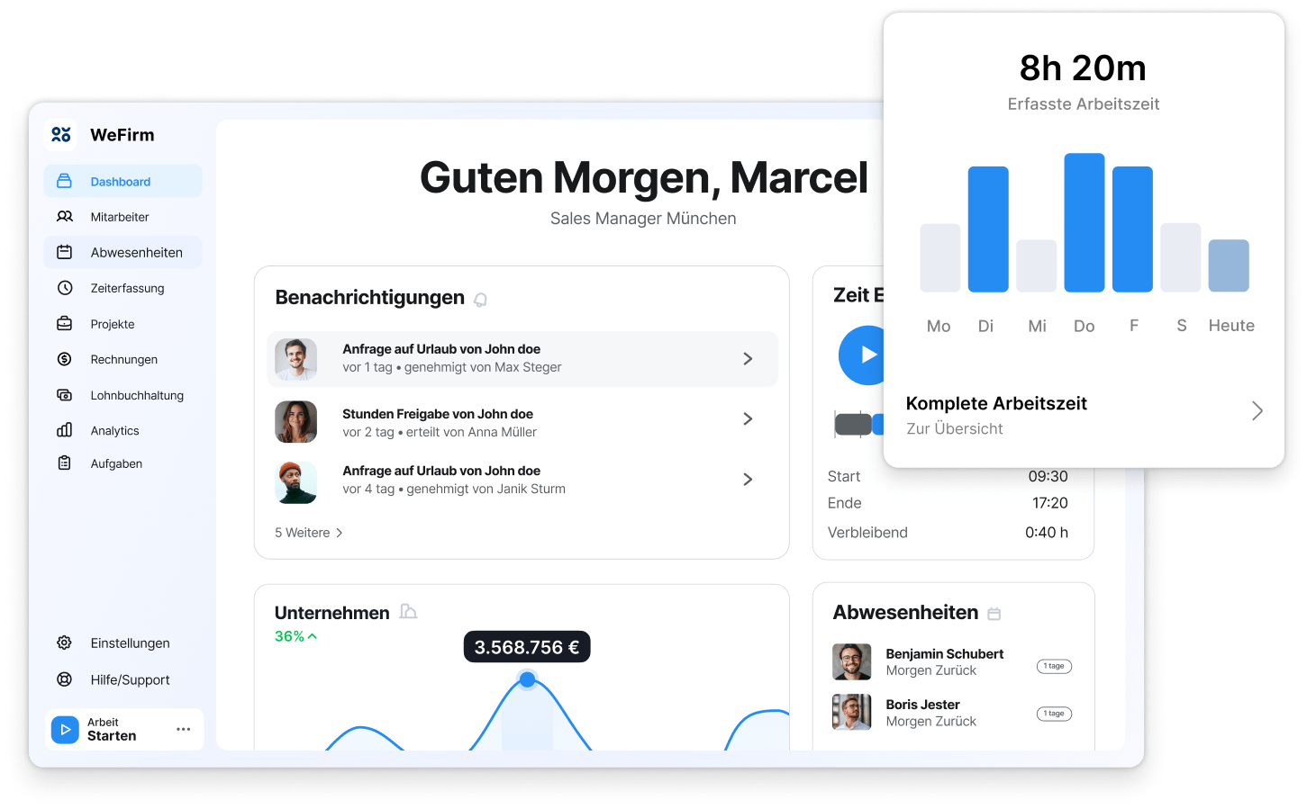 WeFirm Dashboard Vorschau